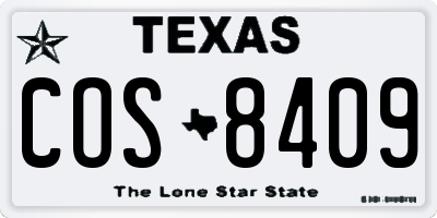 TX license plate COS8409
