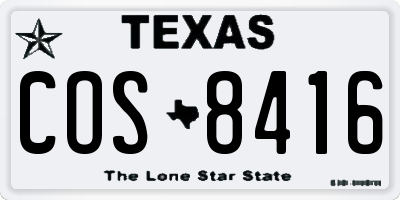 TX license plate COS8416