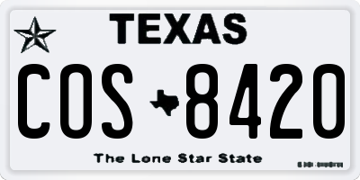 TX license plate COS8420