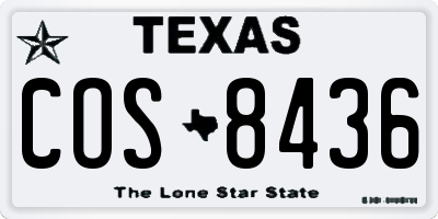 TX license plate COS8436