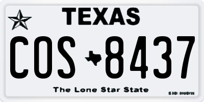 TX license plate COS8437