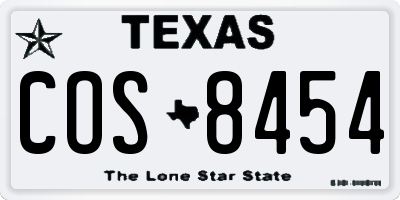 TX license plate COS8454