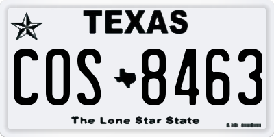 TX license plate COS8463