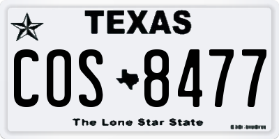 TX license plate COS8477