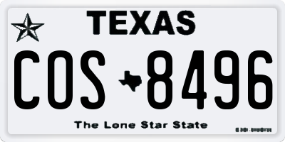 TX license plate COS8496