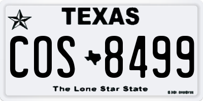 TX license plate COS8499