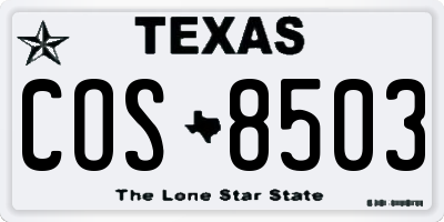 TX license plate COS8503
