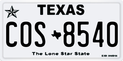 TX license plate COS8540