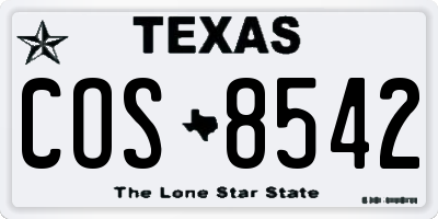 TX license plate COS8542