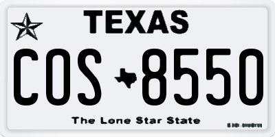 TX license plate COS8550