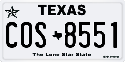 TX license plate COS8551