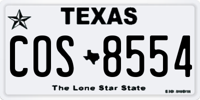 TX license plate COS8554