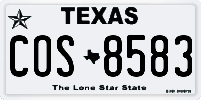 TX license plate COS8583