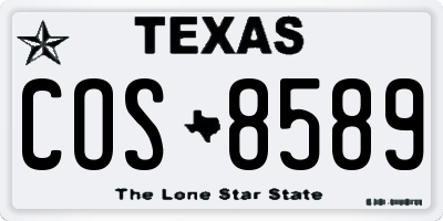 TX license plate COS8589