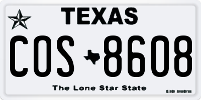 TX license plate COS8608