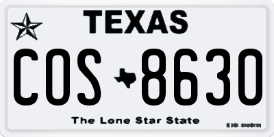 TX license plate COS8630