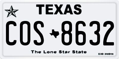 TX license plate COS8632
