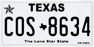TX license plate COS8634