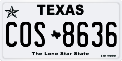 TX license plate COS8636