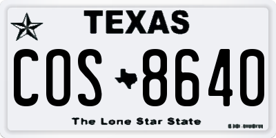 TX license plate COS8640
