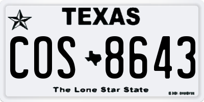 TX license plate COS8643