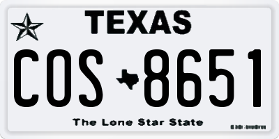 TX license plate COS8651