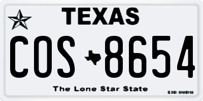TX license plate COS8654