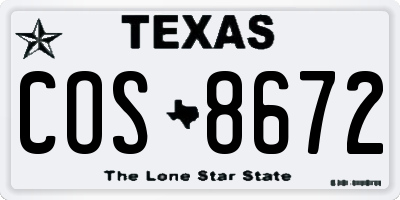 TX license plate COS8672