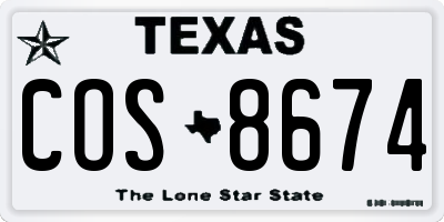 TX license plate COS8674