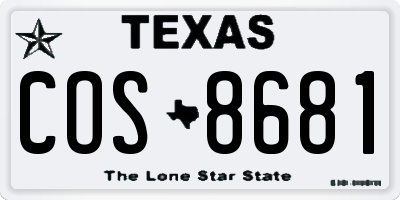 TX license plate COS8681