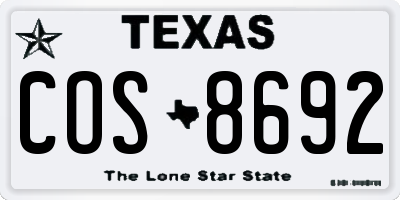 TX license plate COS8692