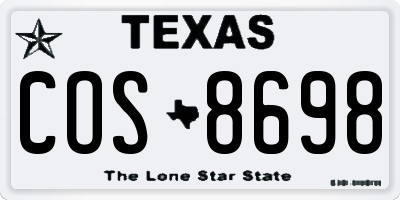 TX license plate COS8698