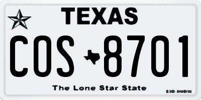 TX license plate COS8701