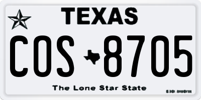 TX license plate COS8705