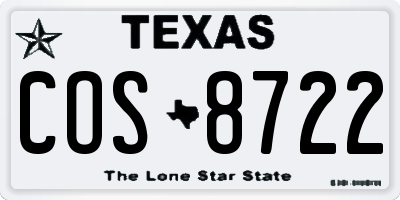 TX license plate COS8722