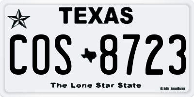 TX license plate COS8723