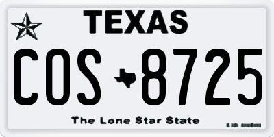 TX license plate COS8725