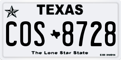 TX license plate COS8728