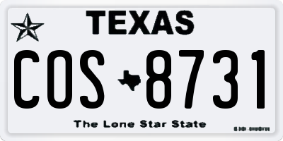 TX license plate COS8731