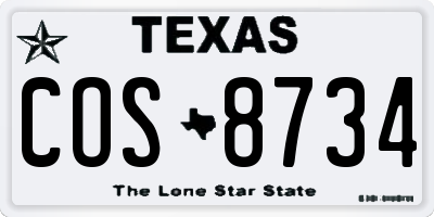 TX license plate COS8734