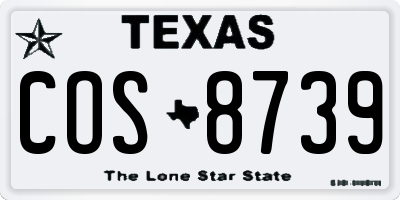 TX license plate COS8739