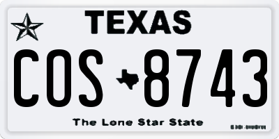 TX license plate COS8743