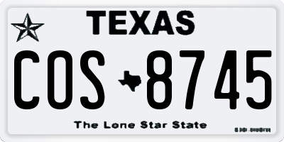 TX license plate COS8745