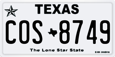 TX license plate COS8749
