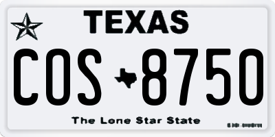 TX license plate COS8750