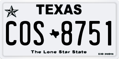 TX license plate COS8751