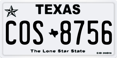 TX license plate COS8756
