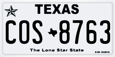 TX license plate COS8763