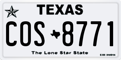 TX license plate COS8771