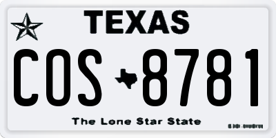 TX license plate COS8781